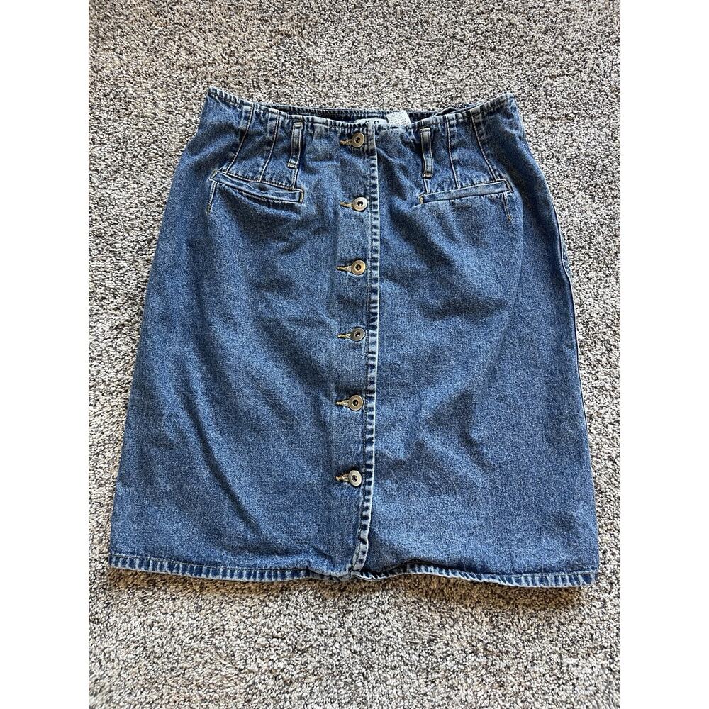 SC Surplus Women’s Size 13/14 Vintage Button Up Denim Pencil Skirt Blue
